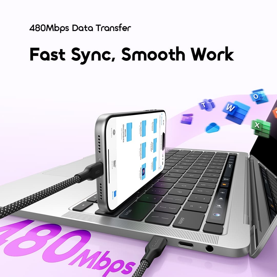 oraimo Data Cable BraidLine OCD-1525CC 06 480Mbps Data Transfer Fast Sync Smooth Work