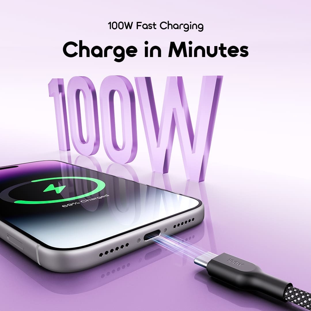oraimo Data Cable BraidLine OCD-1525CC 03 100W Fast Charging Charge in Minutes