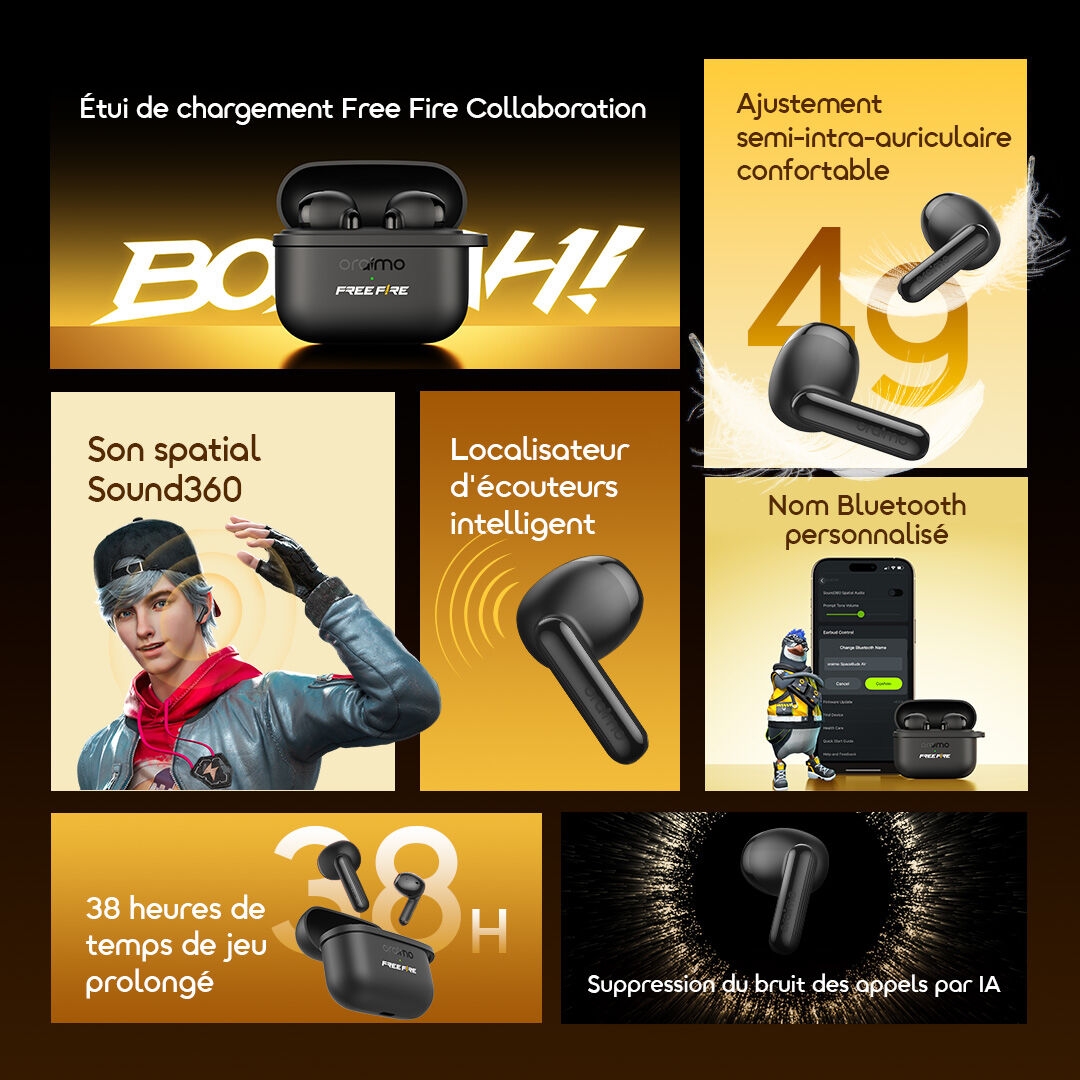 Oraimo True Wireless Earbuds SpaceBuds Air OTW 324S FREEFIRE 2 Features