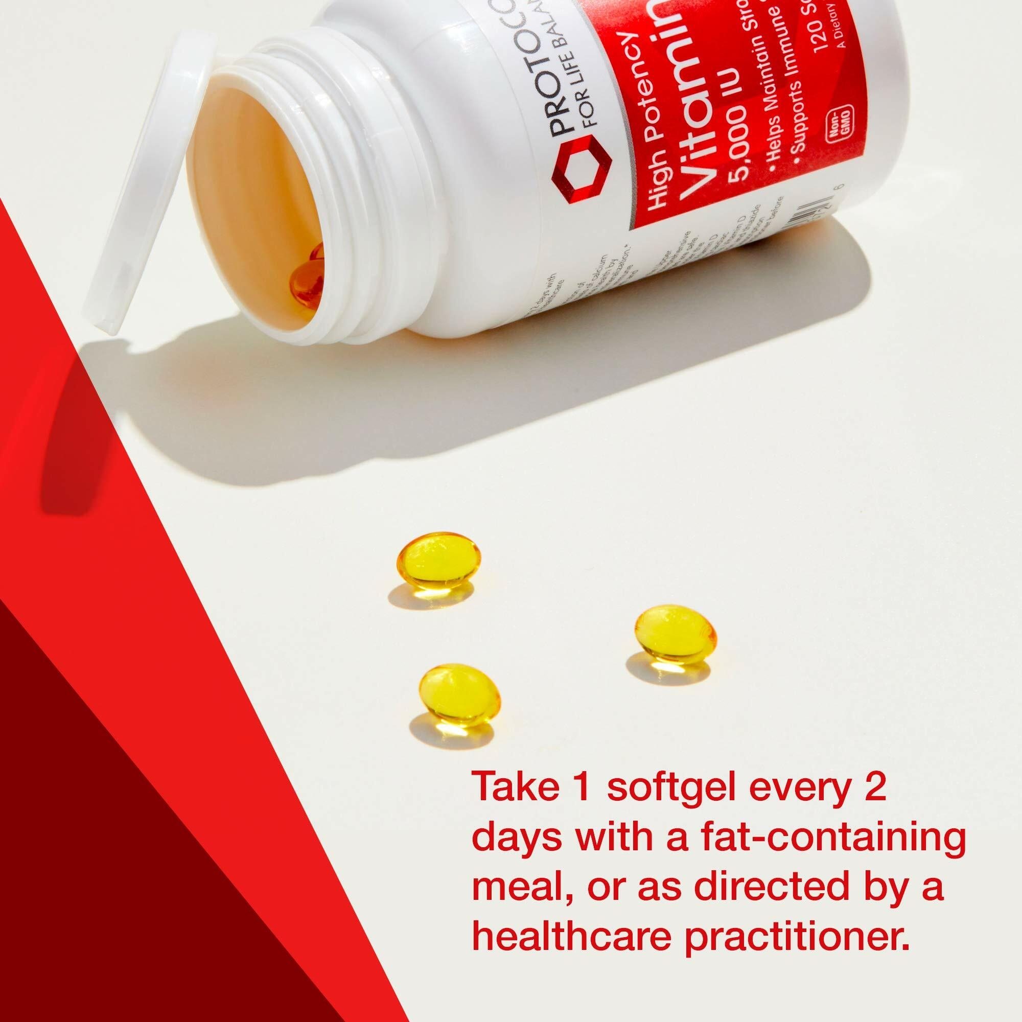 Amazon.com: PROTOCOL FOR LIFE BALANCE - Vitamin D3 5000 IU (High Potency) Supports Calcium Absorption, Bone and Dental Health, Immune System Function, Nervous System, and Cognitive Function - 120 Softgels : Health & Household