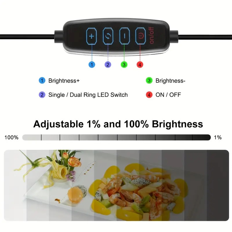 studio photo pliable portable   avec lumière danneau led cri 97+, alimenté par usb -   6 toiles de fond de couleur (noir/blanc/orange/rouge/vert/bleu) détails 6