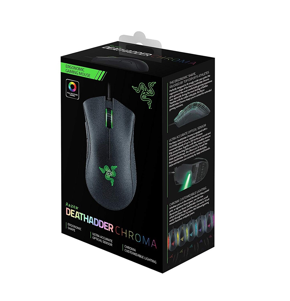 Razer — souris de jeu deathadder chroma, capteur 10000 dpi