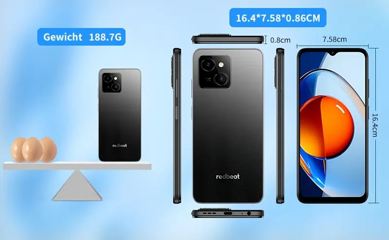1 smartphone   e3 2024, écran lcd hd+ de 6.6, 12 go de   + 256 go de rom,  -core 1.6 ghz, caméra arrière 50 mp et caméra frontale 8 mp, batterie 5000 mah, charge rapide 18 w, double sim nano, android 14, usb type-c,   daspect 9:16, 60 hz,   dempreintes digitales et de visage, non étanche, prise en charge de lextension   détails 4