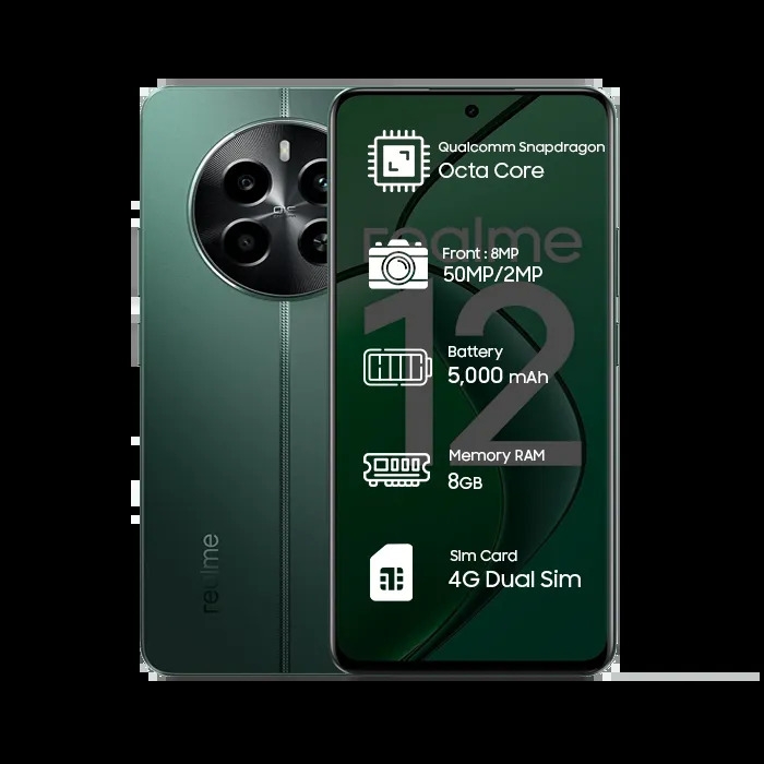 Realme 12 - 256GB, 8GB RAM, 4G LTE - Price in Egypt