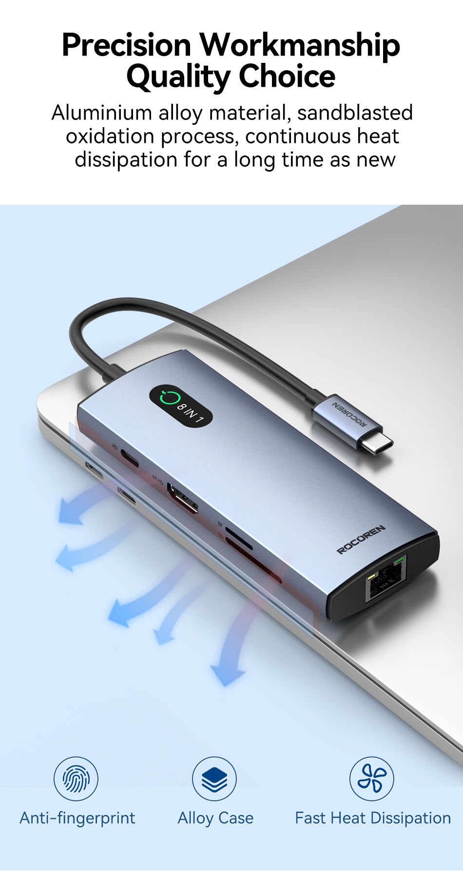 ebb8c58b67949715ea2661a0f3028838 ROCOREN Station d'accueil 8 en 1 station d'accueil usb-c