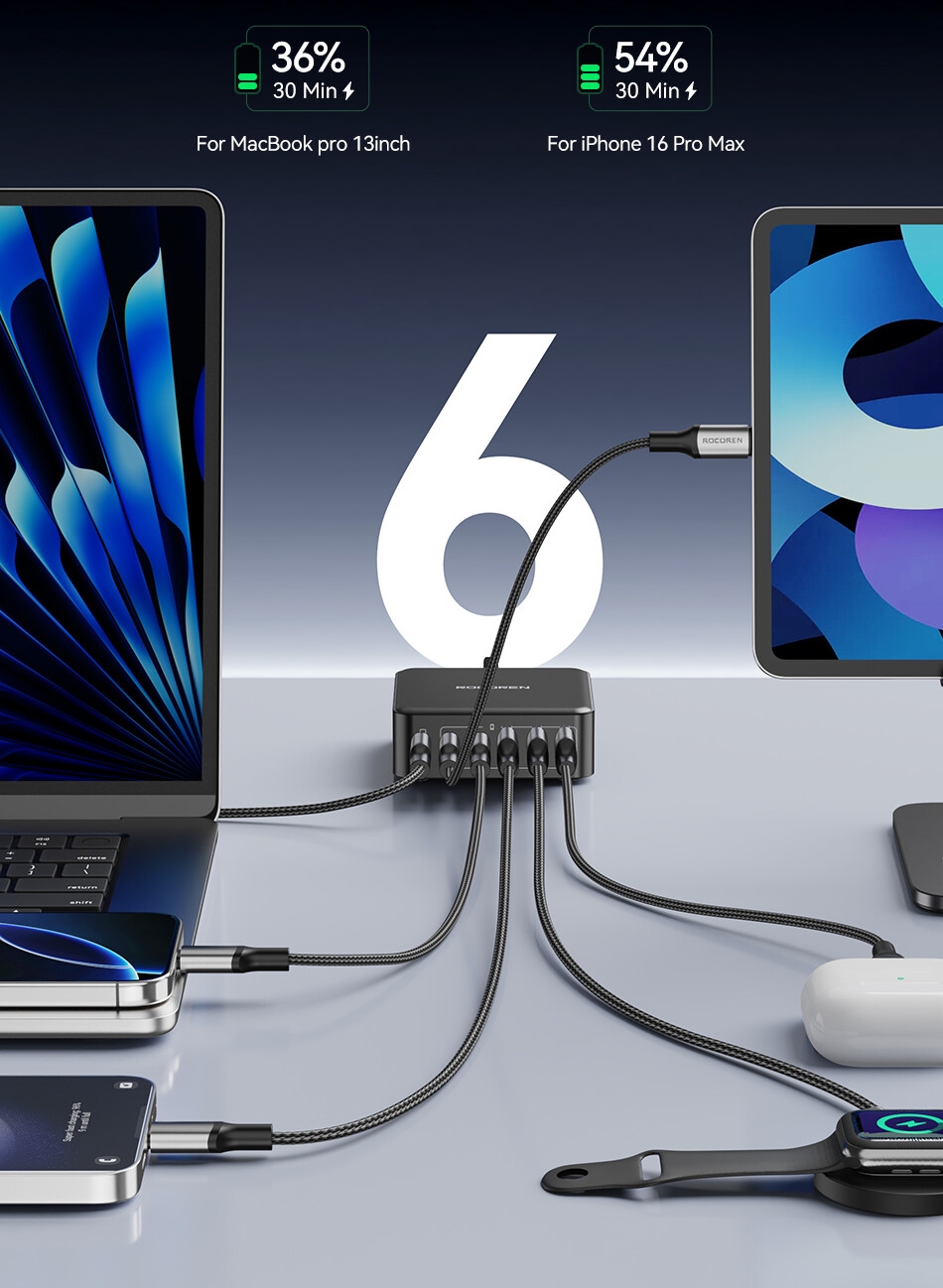 S2c8e0440ddab4397aa9c03cf80606becV Rocoren Chargeur Rapide 160W – Super Chargeur Universel Multi-Port PD+QC