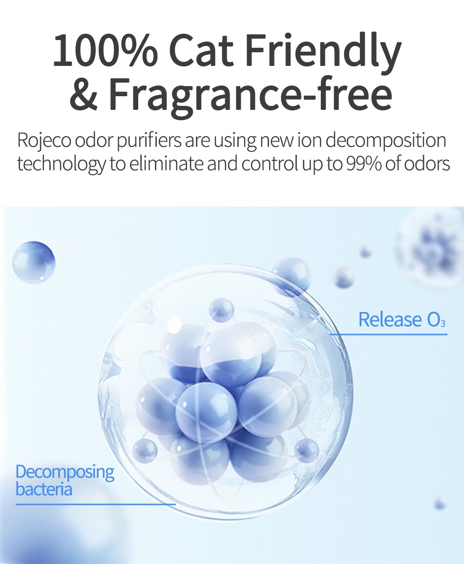 c48000461f13d64e13411681a6b7996d ROJECO Purificateur d'odeurs de chat intelligent 4000mAh pour désodorisant de litière pour chat
