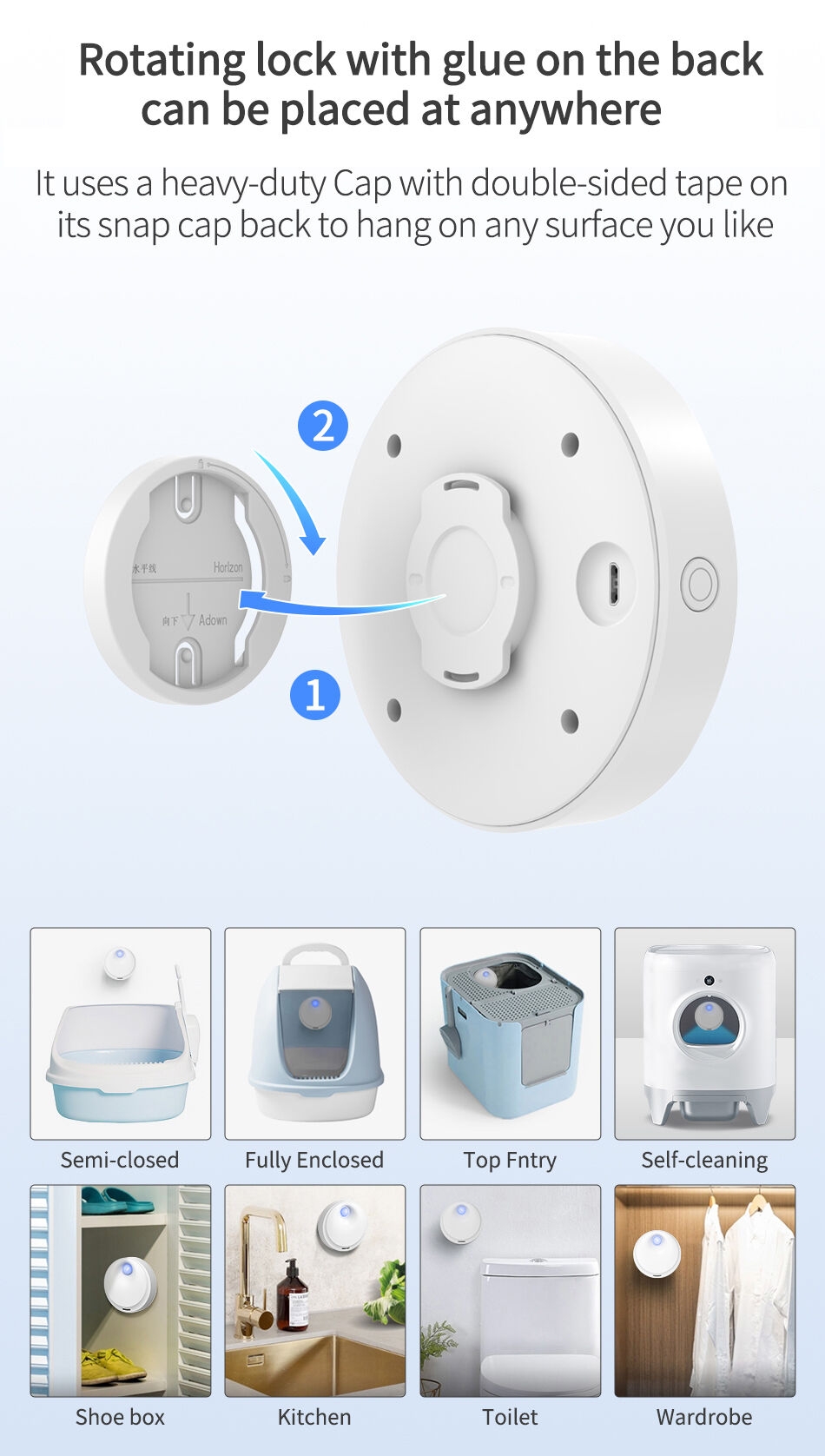e56fb624214494aebefbc729e0b81080 ROJECO Purificateur d'odeurs de chat intelligent 4000mAh pour désodorisant de litière pour chat