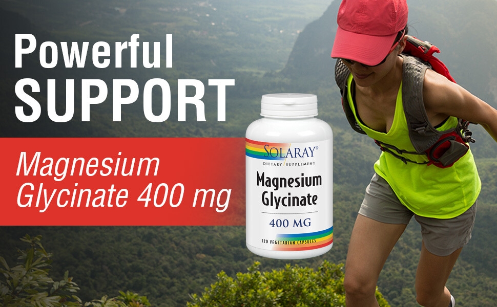 Solaray Magnesium Glycinate 400 mg Bone Cardiovascular Health Enhanced Absorption 120 VegCaps
