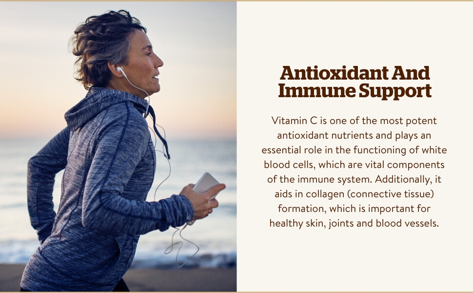 Immune Support; Vitamin C helps support a healthy immune system Healthy Skin And Joints; Vitamin C