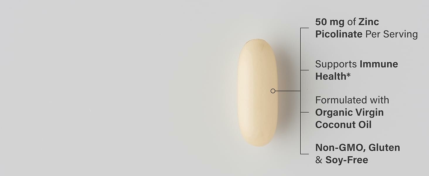 elemental zinc 50mg picolinate immune support supplements vitamins minerals sulfate immunity booster