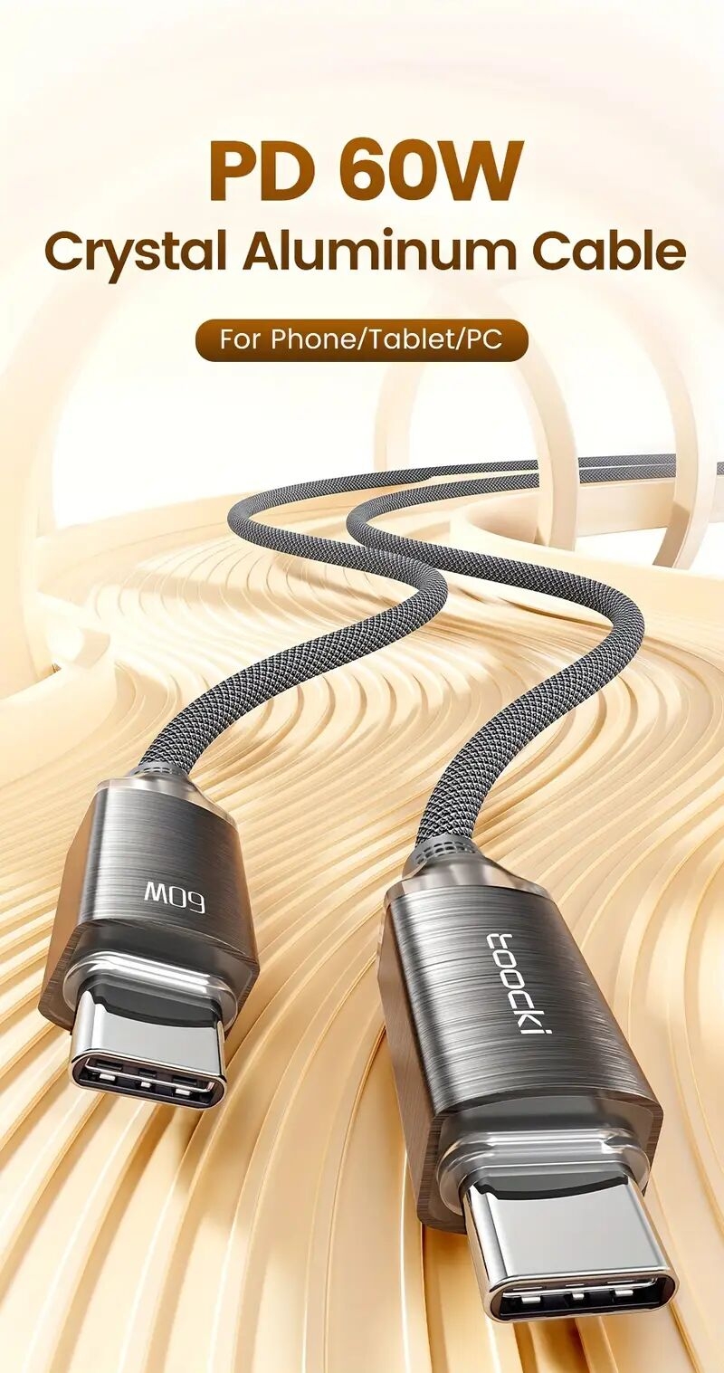   câble de données usb-c vers usb-c en   daluminium 60w, charge rapide avec     intégrée anti-chauffage et   dommager  ,   xiaomi/ /ordinateur portable, transfert de données usb2.0 Détails du produit 0