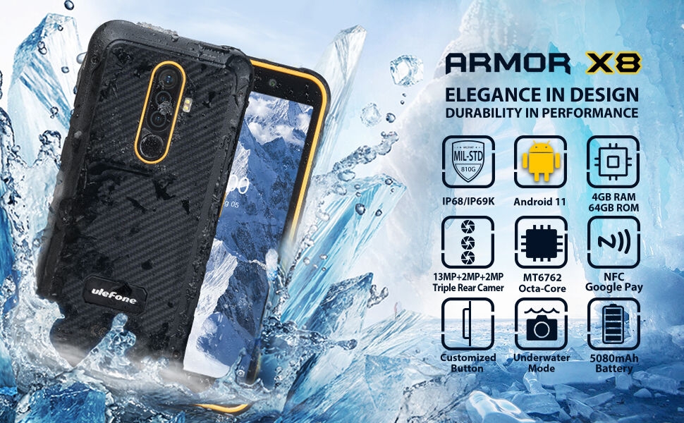 Ulefone armor x8 rugged android phone