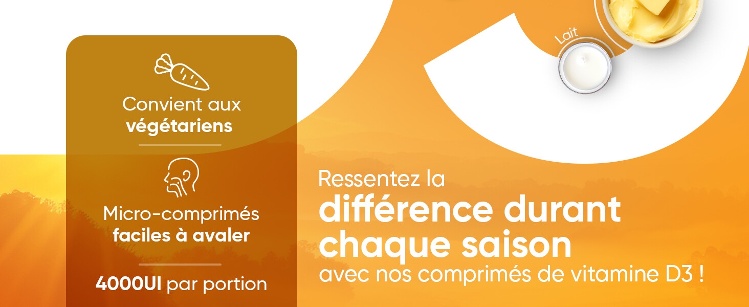 profitez d'une dose forte de 4000ui de vitamine d3 sous forme de cholécalciférol