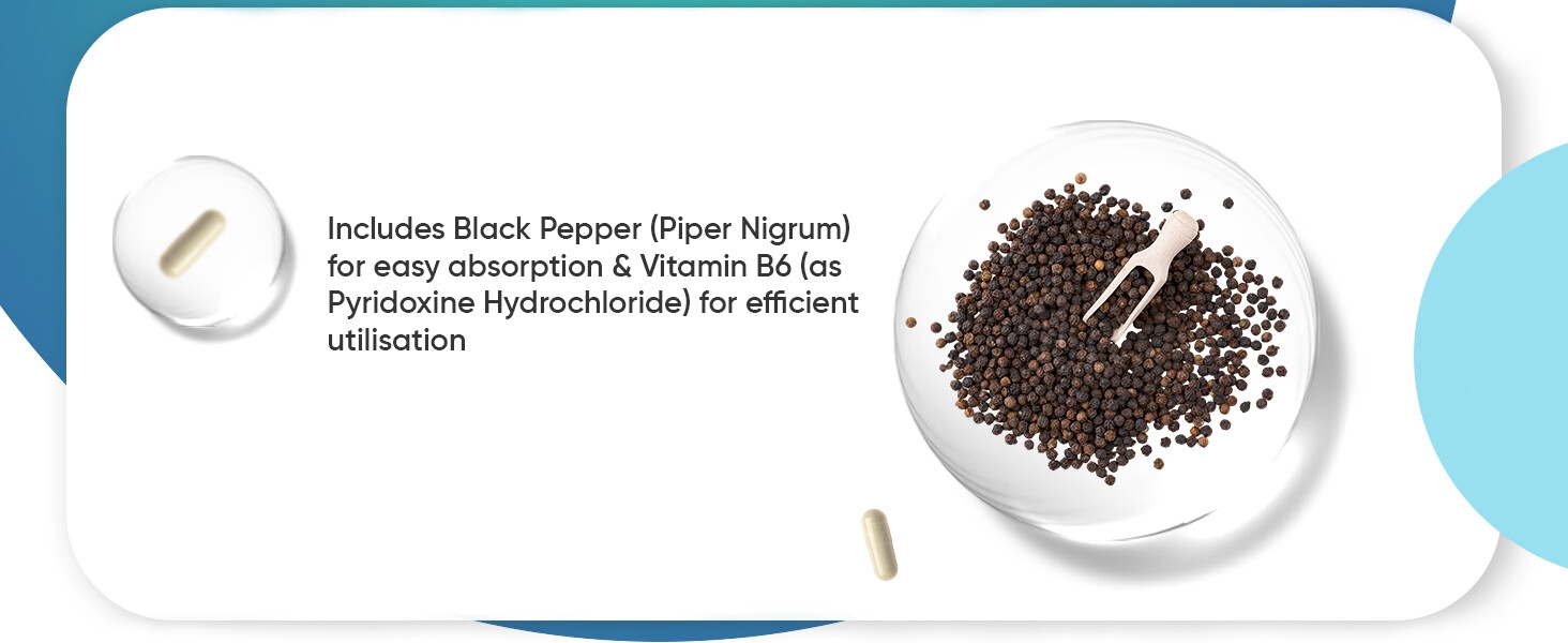 Product photography showing black seeds or granules alongside white packaging or containers against a blue background gradient.