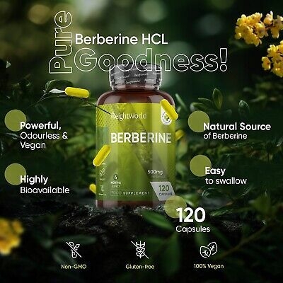 WeightWorld Berberine 500mg High Strength 120 Vegan Capsules Non GMO Gluten for sale online - eBay
