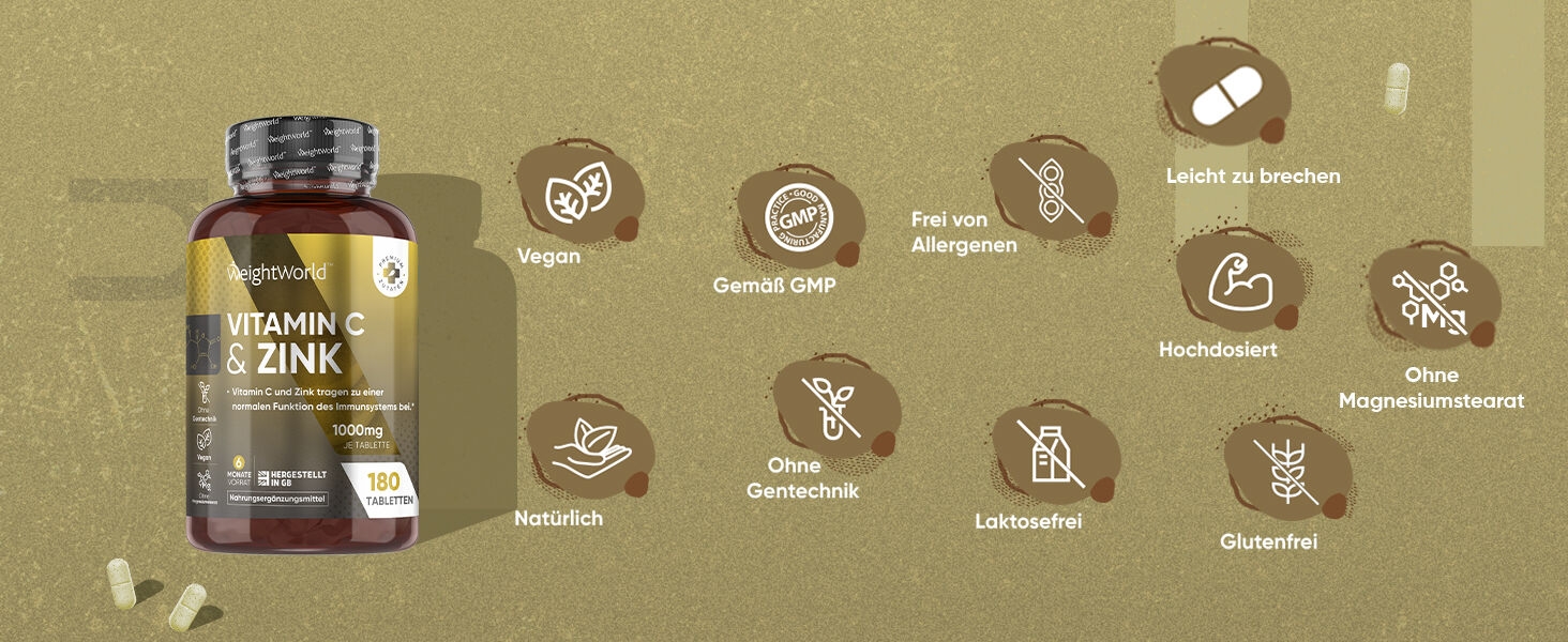 Vegan, Glutenfrei, Ohne Gentechnik, Laktosefrei, Frei von Allergenen, GMP Standards, Bio