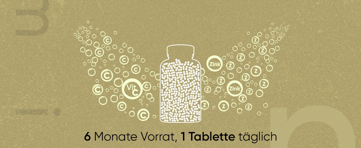 Nehmen Sie 6 Monate lang täglich unsere VitaminC und Zink Tabletten