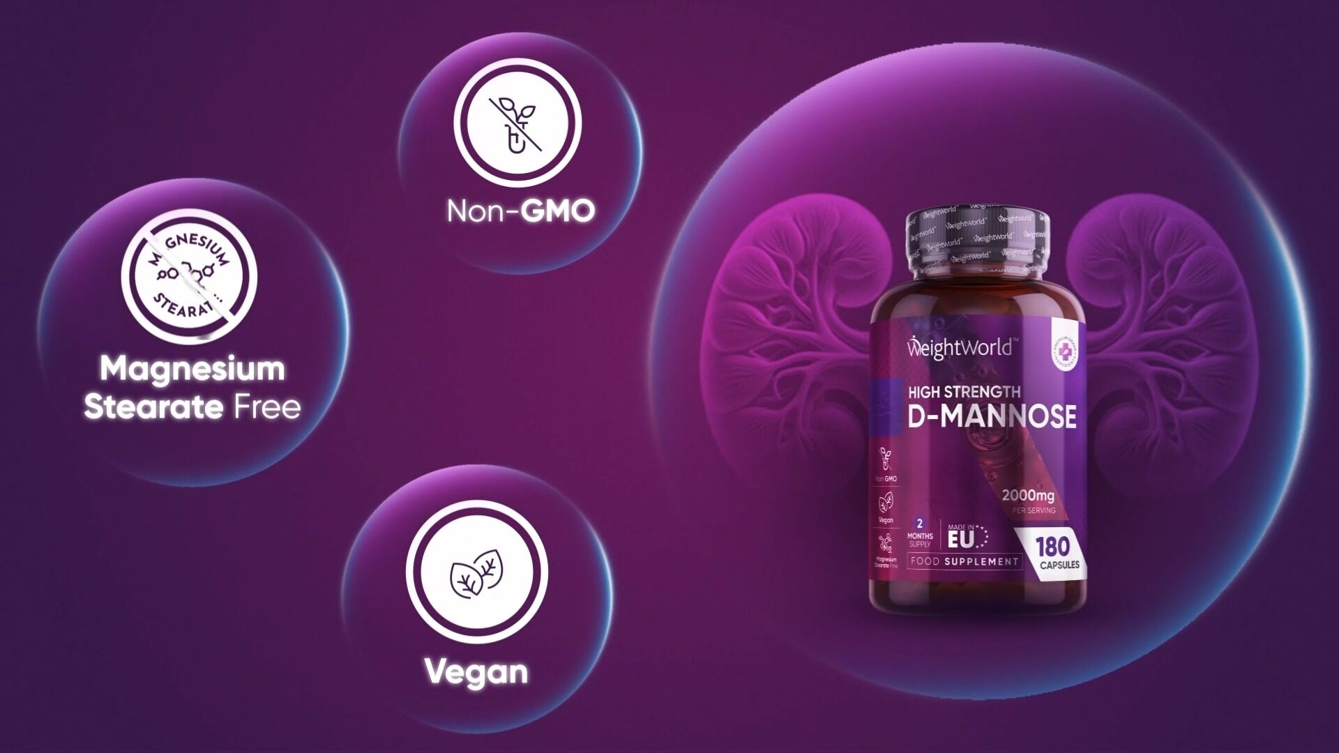 High Strength Pure D Mannose Capsules 2000mg - 180 Naturally Sourced D Mannose Capsules (Not D Mannose Tablets or D Mannose Powder) - Additives-Free & Vegan - 2 Months Supply - 666mg