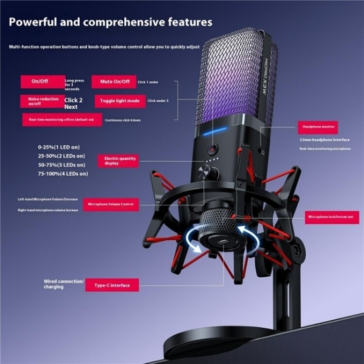 Yanmai X3W Wireless / Wired Dual Mode RGB Gaming Noise Reduction Microphone - 2