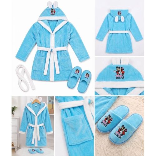 Peignoir Enfant 3-4 Ans Bleu avec Coupe Confortable Idéal Après le Bain et la Douche