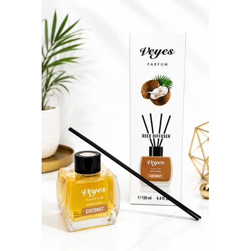 Diffuseur de Parfum à Bâtonnets Noix de Coco 130 ml – Reed Diffuser – Parfum d'Ambiance Longue Durée