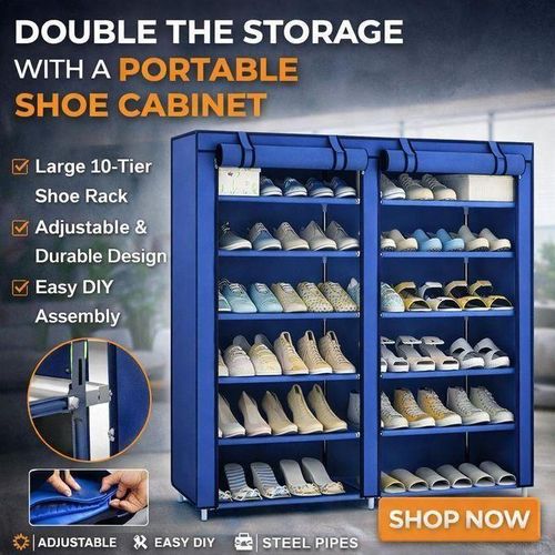 ameuble de Rangement à Chaussures avec Housse – Armoire Chaussures Compacte et Pliable – Étagère Fermée Anti-Poussière pour Maison et Appartement (118×30×120 cm)