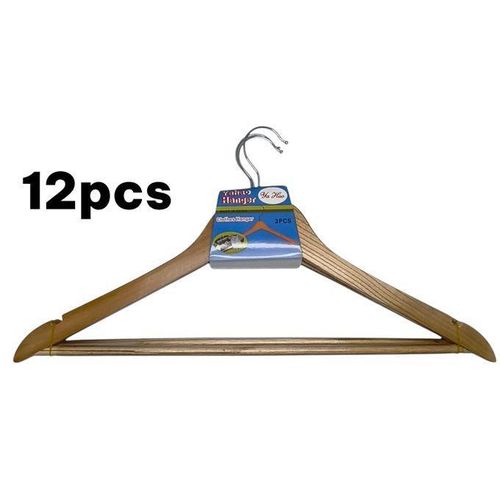 Lot de 12 cintres en bois naturel – design élégant et durable (44×22 cm)