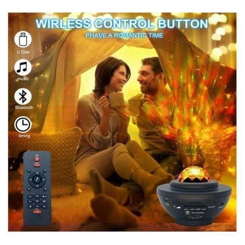 Projecteur Galaxie 3 en 1 avec Veilleuse et Haut-Parleur Bluetooth 10 Couleurs Minuterie Télécommande Rechargeable Décoration Lumineuse pour Chambre Enfants et Salon