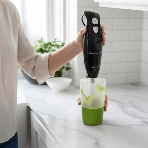 Mixeur Plongeant 500W 2 Vitesses – Blender à Main Multifonction avec Lames Inox – Préparation Rapide Soupes & Smoothies (Noir)