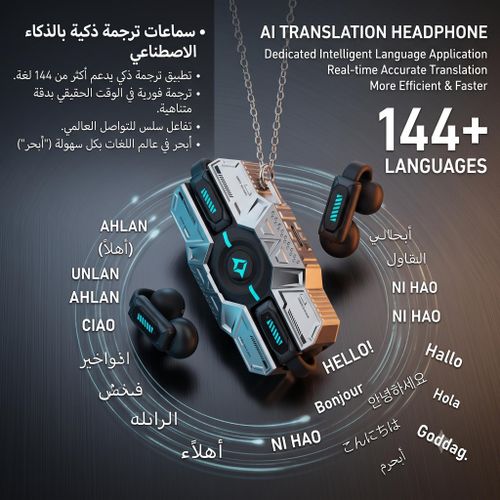 Ecouteurs Traducteur de Langue Bidirectionnel en Temps Réel,Langues Multilingues, Casque de Traduction Portable avec Application pour la Musique et les Appels,pour iOS,Android