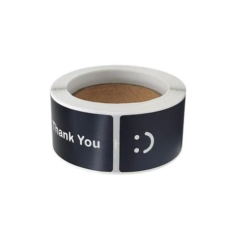 Pack de 500 autocollants noirs “Thank You” – Stickers de remerciement design élégant pour packaging professionnel, cadeaux et commandes e-commerce