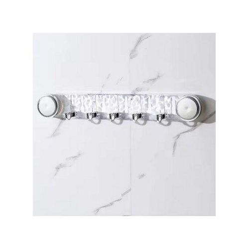 Crochet Mural Transparent 5 en 1 à Ventouse, Porte-Objets Design Cristal Réutilisable et Imperméable, Support Adhésif Sans Perçage pour Salle de Bain, Cuisine et Bureau