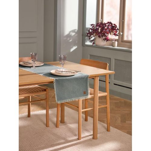 Chemin de table vert en coton, 40x150cm