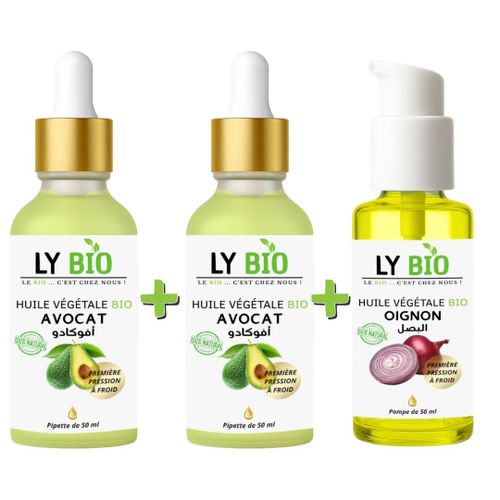 PACK 2 X HUILE AVOCAT 50ml - PIPETTE + HUILE OIGNON 50ML - POMPE