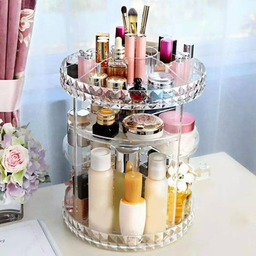 Maquillage Organisateur 360 degrés Rotation Réglable Multi-Fonction Transparent