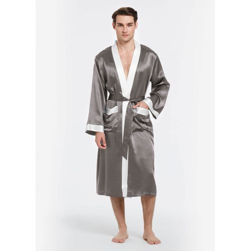 Robe de Chambre Simple Confort en Soie avec Couleur Contrastante