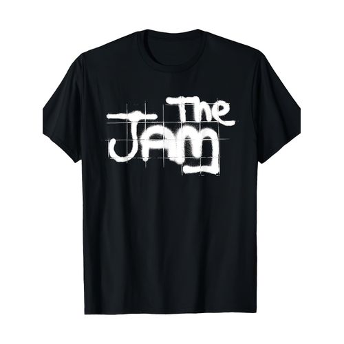 T-shirt noir décontracté pour homme avec imprimé graffiti THE JAM blanc audacieux - Manches courtes, col rond, tissu doux, lavable en machine, à porter en toute saison