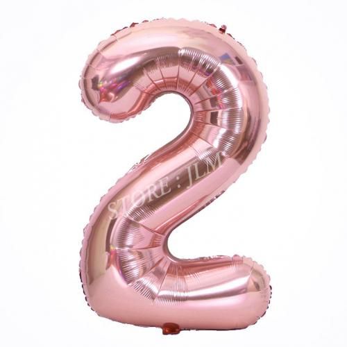 Ballon chiffre géant anniversaire rose gold N° 2 (32 pouce)