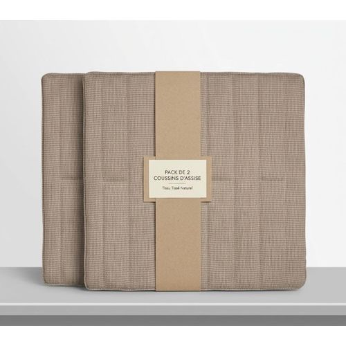 Coussin Chaise Beige 38x38cm - Pack de 2 - Galette de Chaise Confortable Intérieur - Décoration Maison