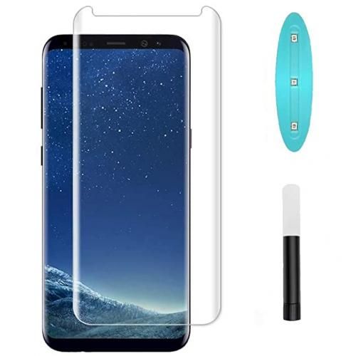 Protecteur incassable verre trempé Nano Optics curved glass Uv avec Mini Dome Blanc pour Samsung galaxy s8