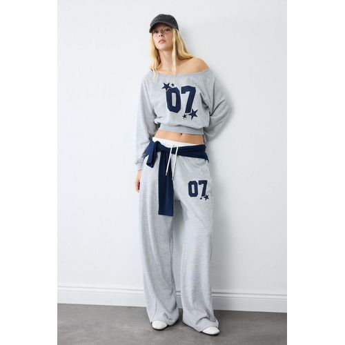 Pantalon de survêtement épais imprimé Coupe large