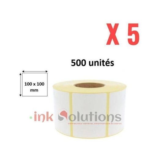 5 x Rouleaux de 500 étiquettes thermiques 10 x 10 CM