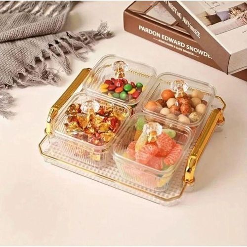 Ensemble de 4 bols hermétiques avec plateau, Rangement pratique pour snacks et amuse-bouches
