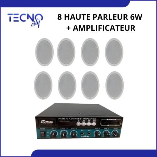 Pack De 8 Haut-Parleurs 6w Plafond + Amplificateur de 60w - 16 ohm / 100V