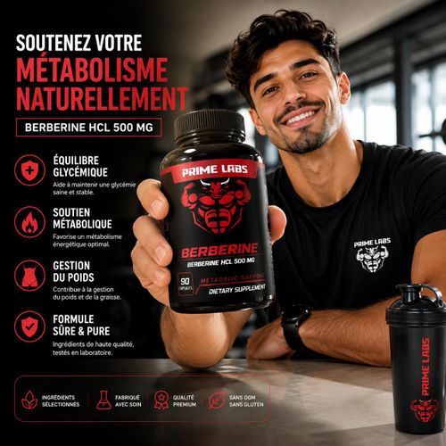 Berbérine HCl 500 mg – Soutien Métabolique & Glycémie – 90 Capsules