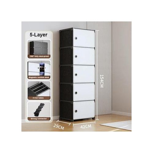 Armoire de Rangement Modulaire Multicouche – Cabinet de Stockage Vertical Antipoussière avec Portes Rabattables à 180°,Montage Facile et Design Moderne