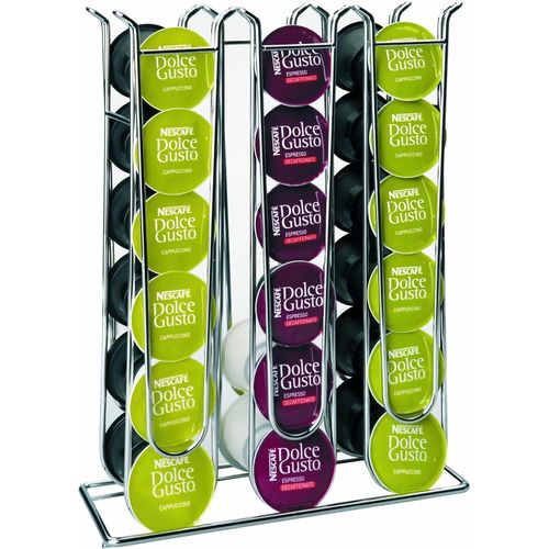 780110 Support de Capsules Dolce Gusto 36 Unités, Distributeur Capsules en Acier Chromé Brillant, Organisateur Compact au Design Moderne pour Plan de Travail