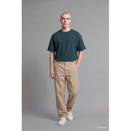Pantalon marron clair à taille élastique Coupe baggy