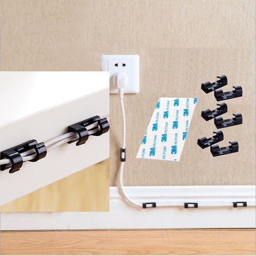 Clips pour organisateur de câbles Gestion des câbles Bureau et poste de travail NOIR(5pcs)